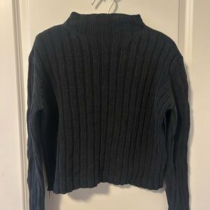 SO Black Ribbed Mockneck Sweater
